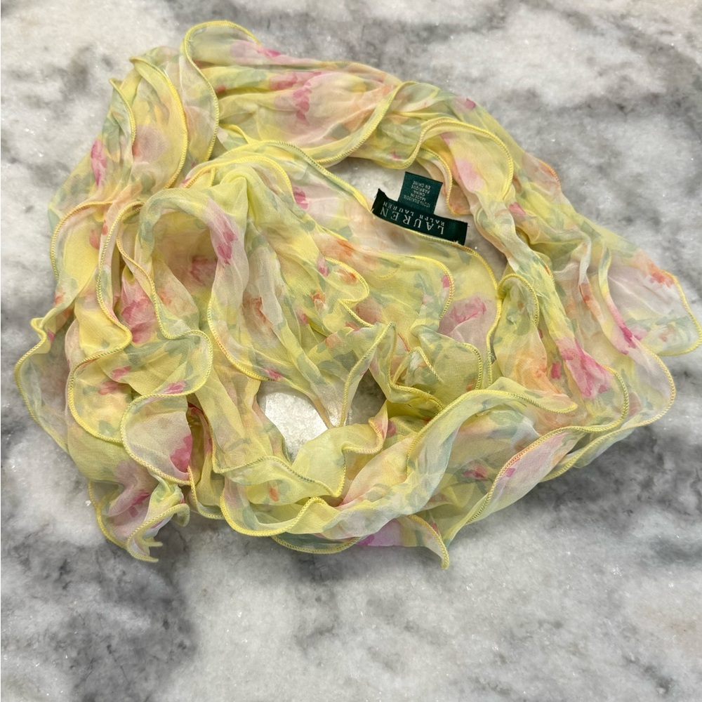 BNWOT Vintage Ralph Lauren 100% Silk Floral Ruffle Trim Cottagecore Romantic